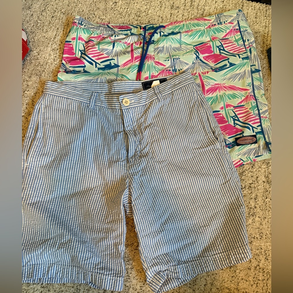 Men’s Vineyard Vines  shorts and Tropical Print swim trunks lot medium 32